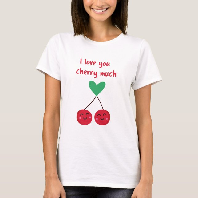 T-shirt Je t'aime beaucoup Cherry Valentine (Devant)