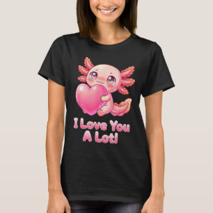 T-shirt Je t'aime beaucoup! Joli Axolotl rose Cœur Fille C