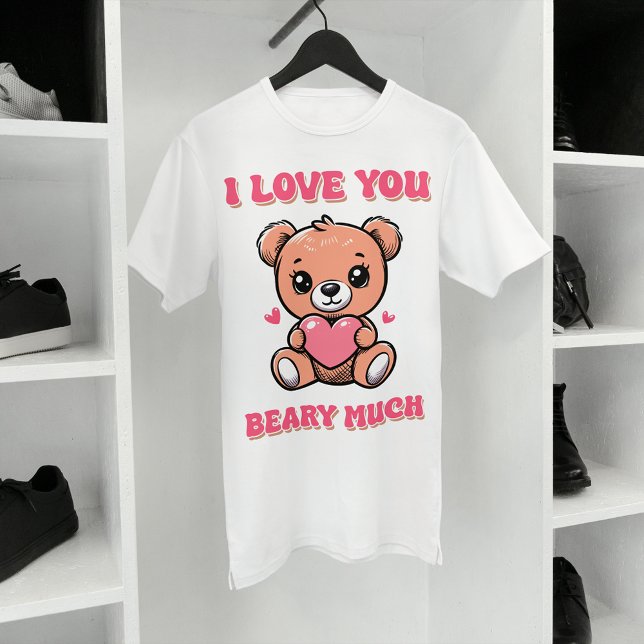T-shirt Je T'Aime Beaucoup, Mignonne Ours Avec Coeur (Créateur téléchargé)