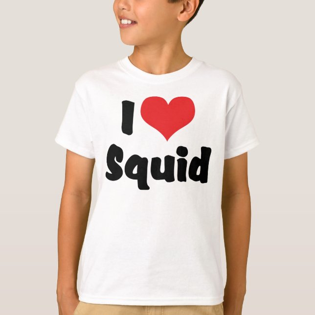 T-shirt Je t'aime Calamar de cœur (Devant)