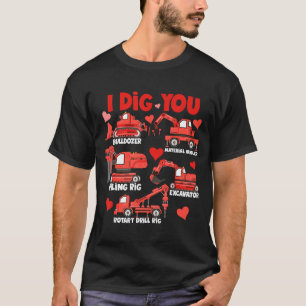 T-shirt Je T'aime Camions De Construction Saint-Valentin G