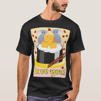 T-SHIRT JE T'AIME, COUPLE RODENTS POUR ANIMAUX, SUSHI MAKI
