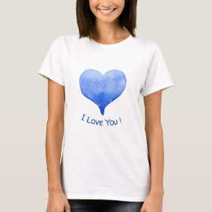 T-shirt Je t'aime Cute Blue Heart Saint-Valentin 