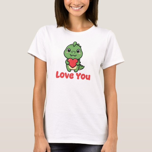 T-shirt Je t'aime, dinosaure de la Saint-Valentin (Devant)