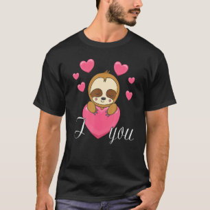 T-shirt Je t'aime doux cher paresseux avec beaucoup de coe