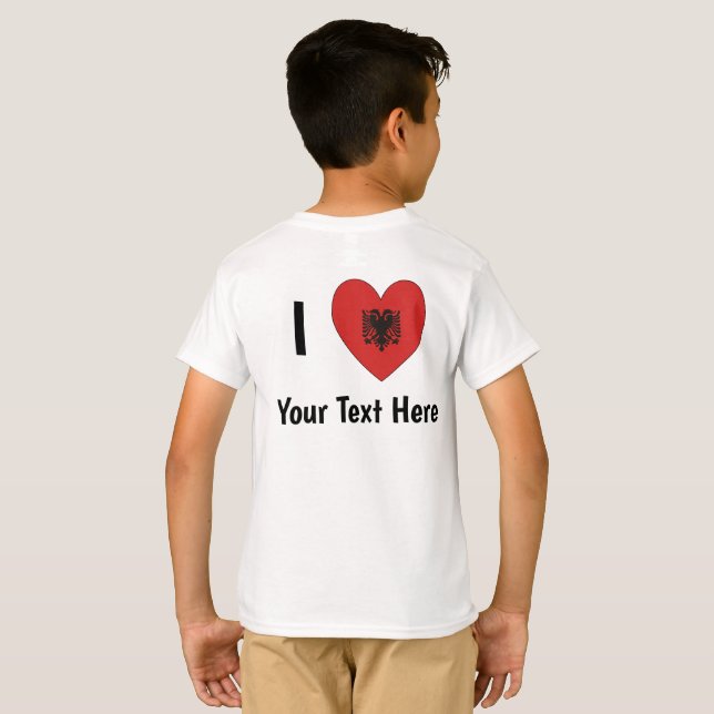 T-shirt JE T'AIME (Drapeau albanais en forme de cœur) Pers (Dos entier)