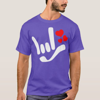 T-shirt Je t'aime ILY American Sign Language Design avec