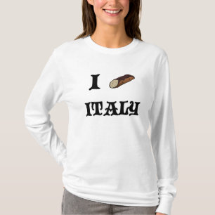 T-shirt Je T'aime Italie Cannoli Femme Chemise Manches Lon
