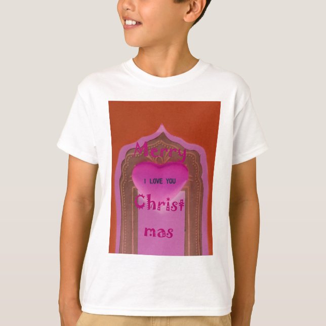 T-shirt Je t'aime Joyeux Coeur de Noël (Devant)