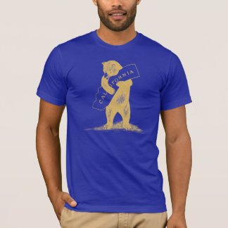 T-shirt Je t'aime la Californie--Bleu et or