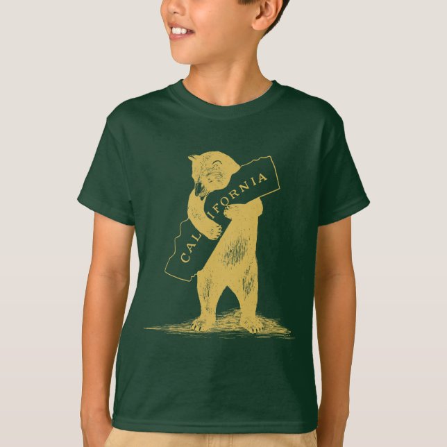 T-shirt Je t'aime la Californie--Vert et or (Devant)