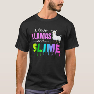 T-shirt Je T'aime Lama et Slime Arc-en-Ciel Rose Mignon Te