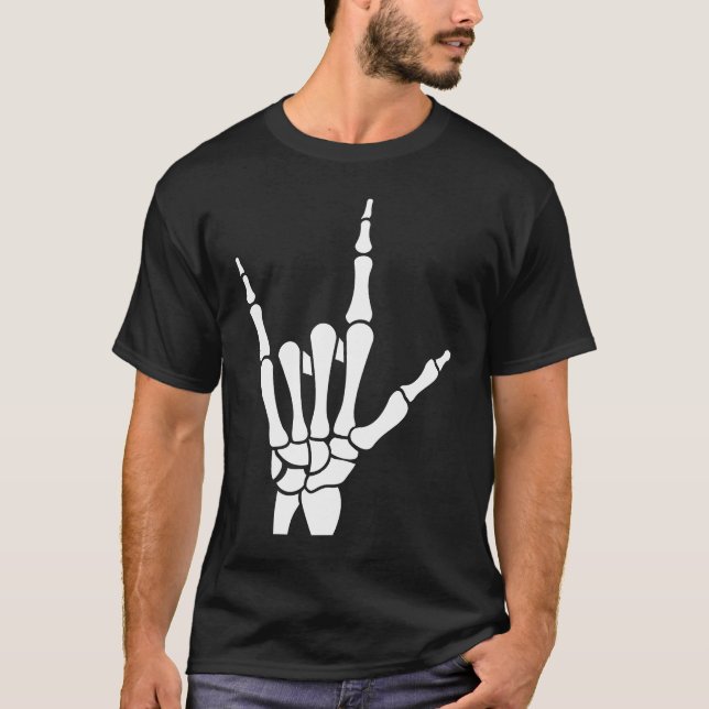 T-shirt Je t'aime main squelette (Devant)