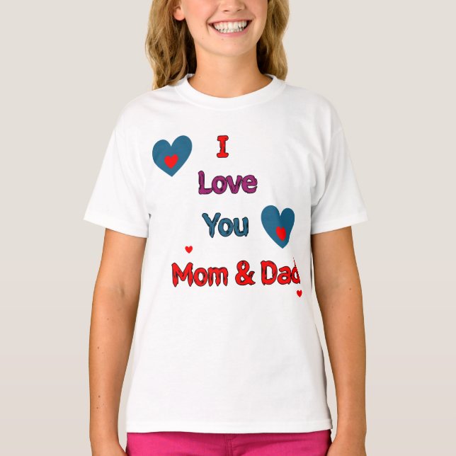 T-shirt Je t'aime maman et papa mignonne conception de coe (Devant)