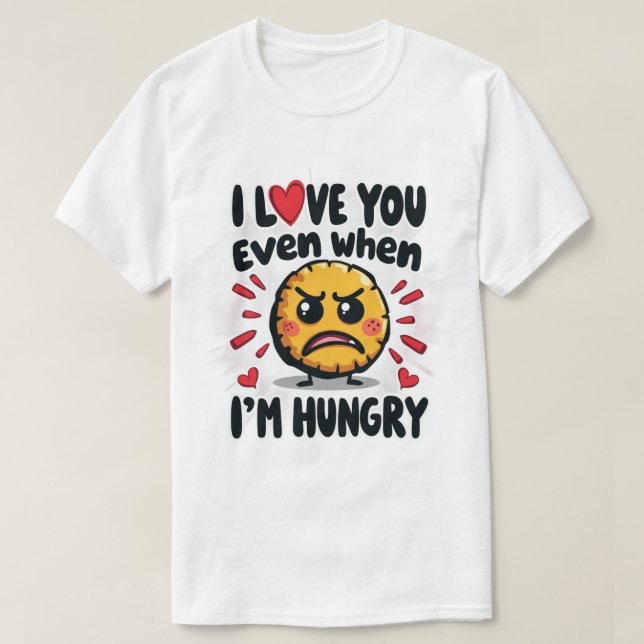 T-shirt Je t'aime même quand j'ai faim (Design devant)