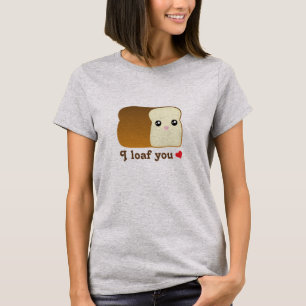 T-shirt Je t'aime pain kawaii drôle dessin animé jeu de no