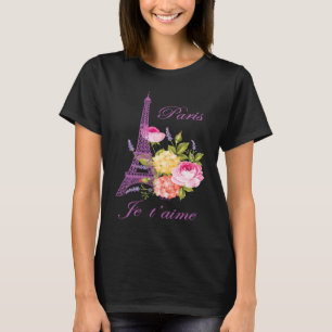 T-shirt Je t'aime Paris France Ville de l'Amour Tour Eiffe