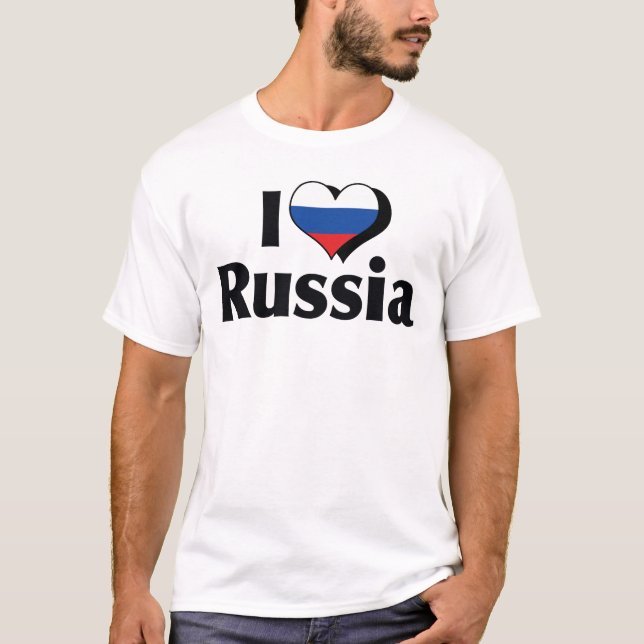 T-shirt Je T'aime Russie Drapeau Chemise (Devant)