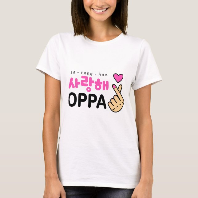 T-shirt Je t'aime signe de coeur d'Oppa (Devant)