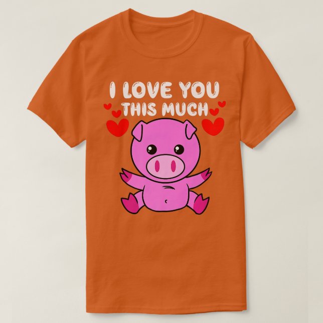 T-shirt Je t'aime son très mignon cochon Hug Valentines Da (Design devant)