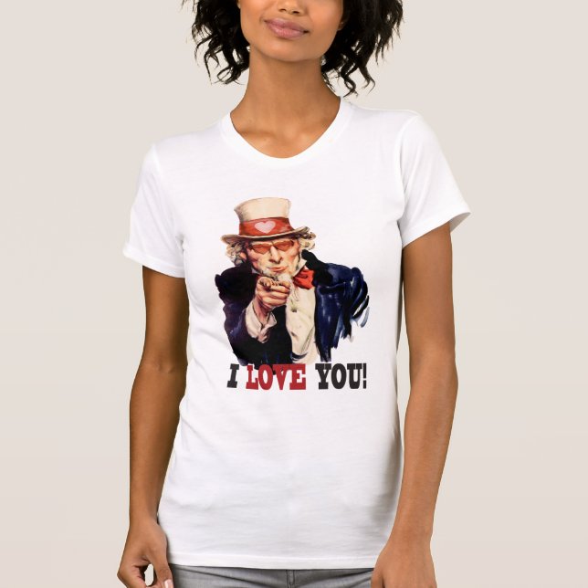 T-shirt Je t'aime - style Valentine d'Oncle Sam (Devant)