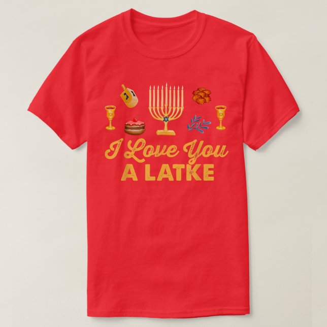 T-shirt Je T'Aime Un Latke Menorah Hanoukka (Design devant)