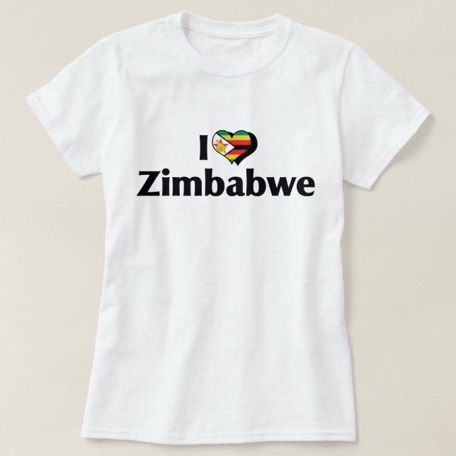 T-shirt Je T'aime Zimbabwe Drapeau Chemise (Design devant)