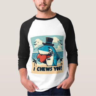 T-shirt Je Te Crois ! Requin avec manches de coeur pour ho