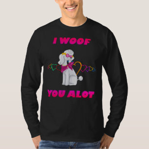 T-shirt Je Te Malporte Un Texte Beaucoup Rose Poodé Blanc