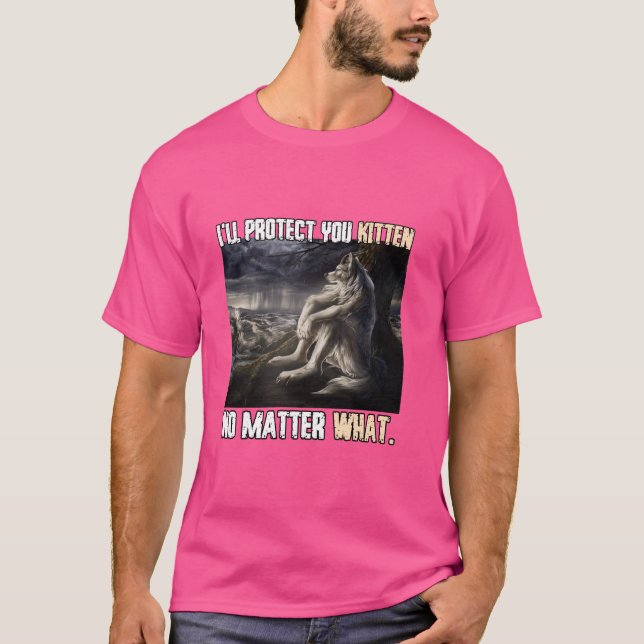 T-shirt Je te protégerai Kitten Funny Alpha Werewolf (Devant)