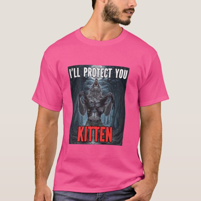 T-shirt Je te protégerai Kitten Funny Alpha Werewolf (Devant)