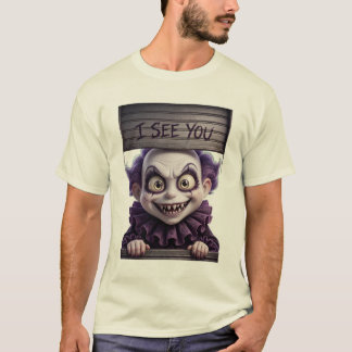 T-shirt Je te vois - Clown effrayant de style Pixar pour H
