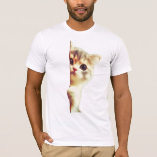 T-shirt Je Te Vois ! Cute Chat Jeter Un Regard Autour D'Un
