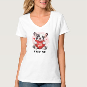 T-shirt Je te Wooof ! Amour drôle de chiot Bouledogue Fran