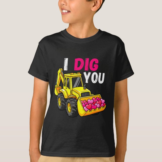 T-shirt Je t'excave Pelle de construction Saint-Valentin C (Devant)