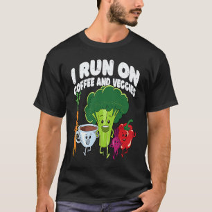 T-shirt Je tourne au café et aux légumes végane coureuse v