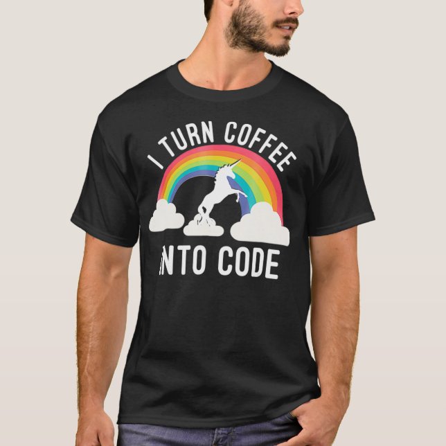 T-shirt Je Transforme Le Café En Code Code (Devant)