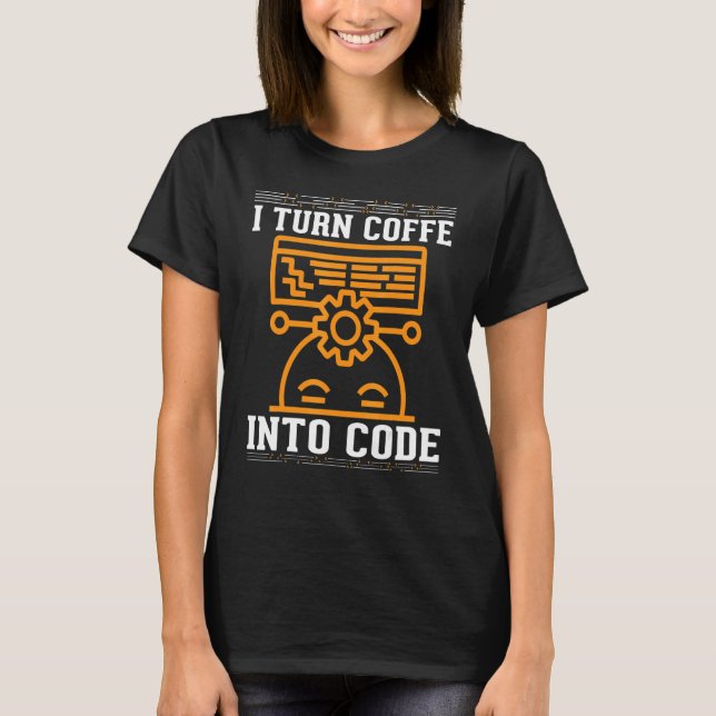 T-shirt Je transforme le café en programmeur 1 (Devant)