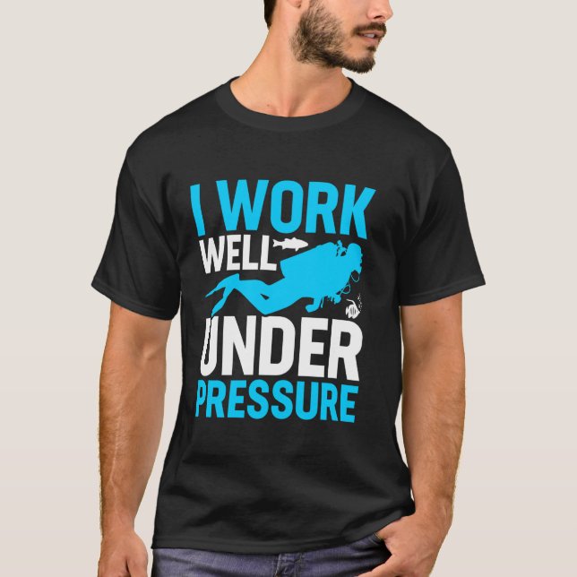 T-shirt Je travaille bien sous pression Suba Diver (Devant)