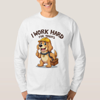 T-shirt Je travaille dur pour les traitements Drôle Golden