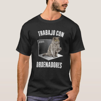 T-shirt Je Travaille Sur Ordinateur Propriétaire De Chat