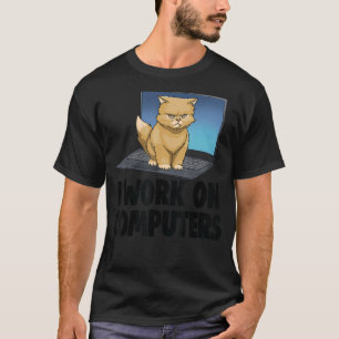 T-shirt Je Travaille Sur Ordinateurs Chat En Colère Chat C