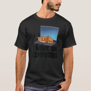 T-shirt Je Travaille Sur Ordinateurs Dormir Chat Chat Chat