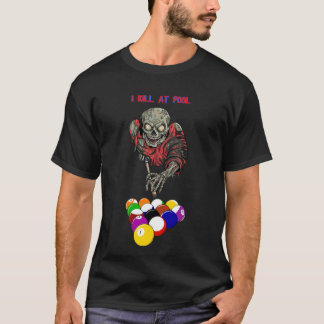 T-shirt Je tue au billard Zombie Billard Joueur art