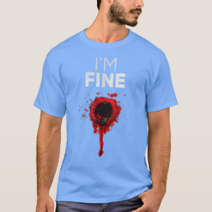 T-shirt Je vais bien drôle Zombie Slash sang Halloween Sar