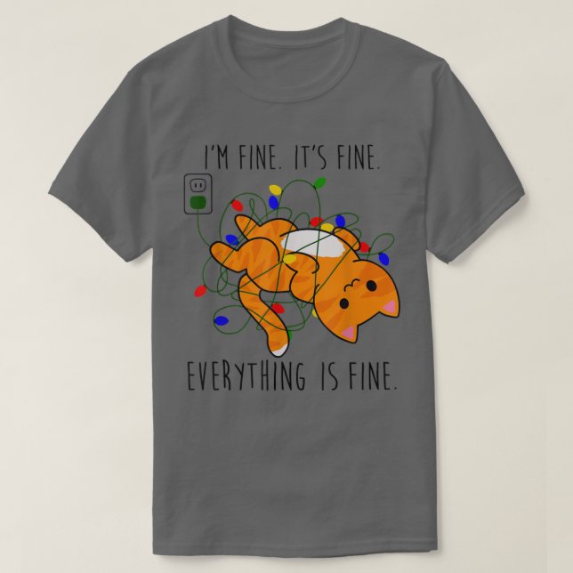 T-shirt Je vais bien tout va bien Chat Christma (Design devant)