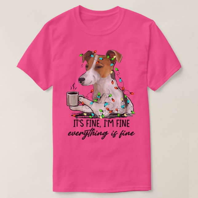 T-shirt Je vais bien tout va bien Jack Russell Noël (Design devant)