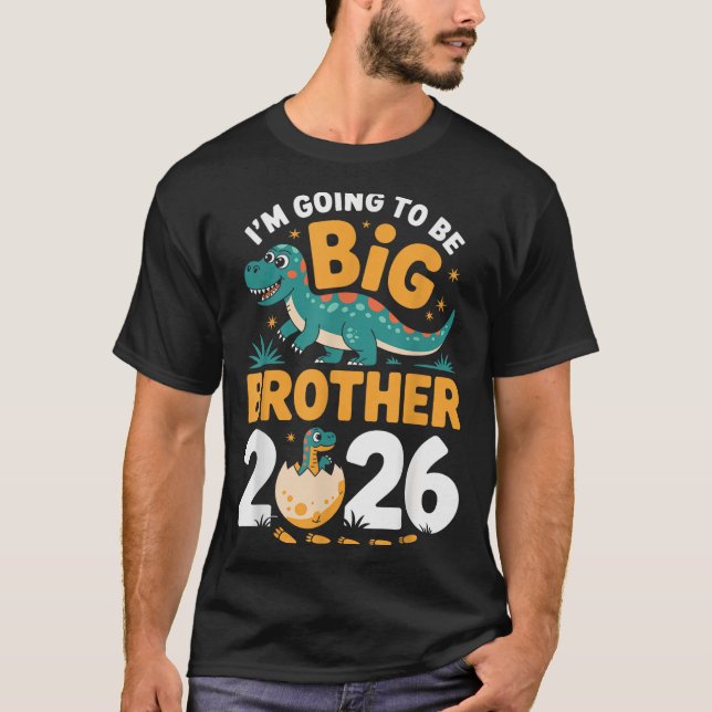 T-shirt Je vais être Big Brother 2026 - Grossesse Dino (Devant)