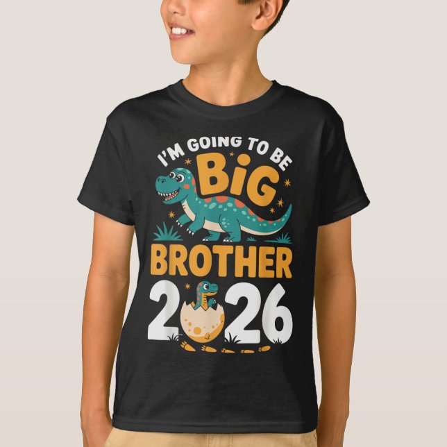 T-shirt Je vais être Big Brother 2026 - Grossesse Dino (Devant)
