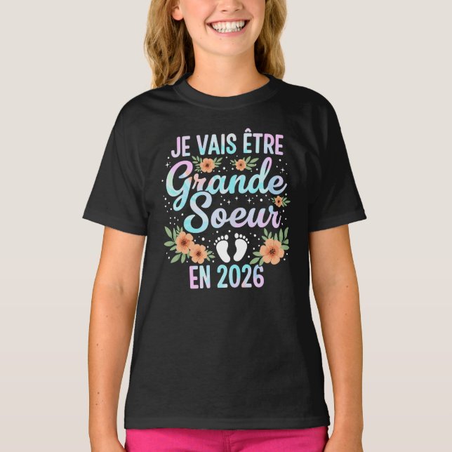 T-shirt Je Vais être Grande Soeur 2026 (Devant)